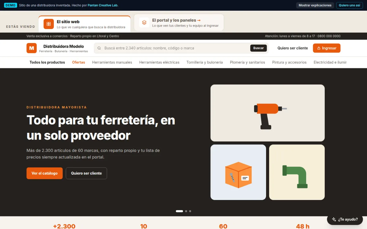 El sitio público con el catálogo